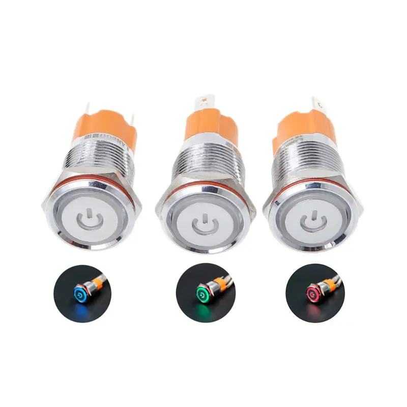 

1PC Hole Size 16 mm Self-locking/Latching switch Metal push button switch With LED Light 220 V 10A Whosale&DropShip
