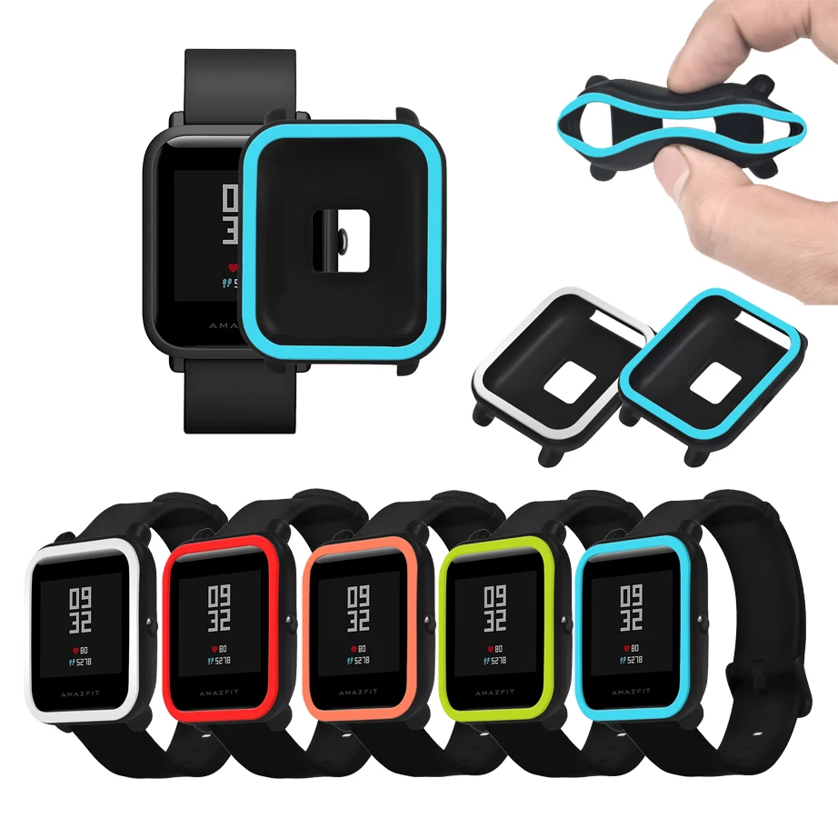 

Protective Case for Xiaomi Amazfit Bip Youth Watch Soft Silicone Shell for Amazfit Bit Cover Frame Bumper Protector Accessories