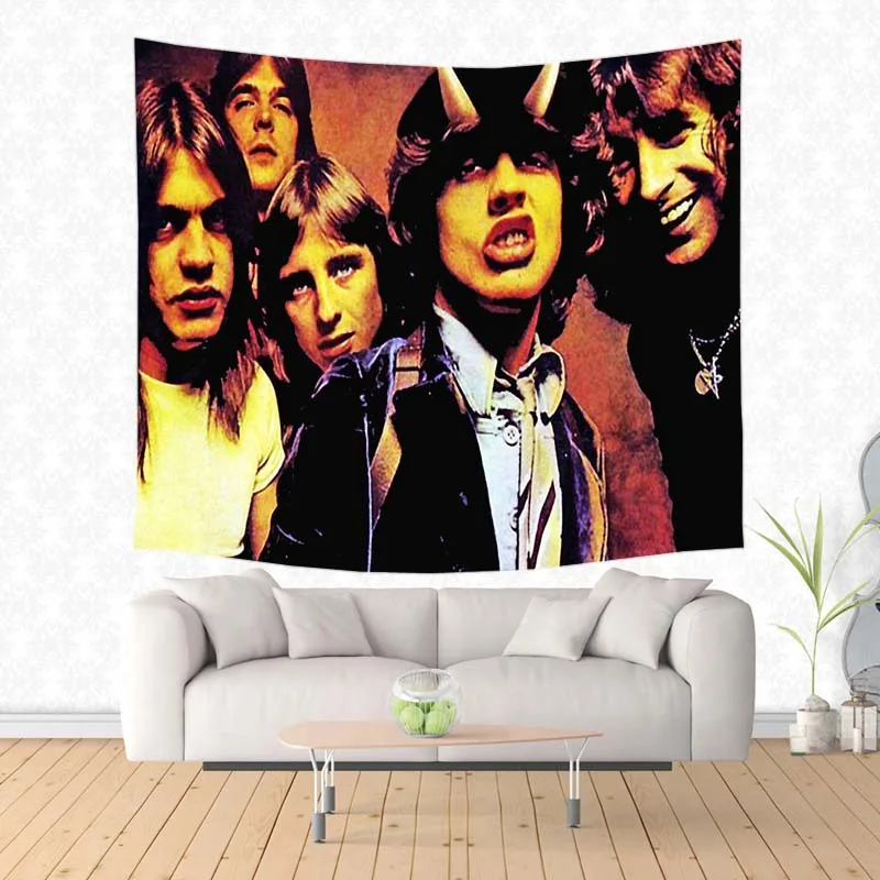 

Large AC DC Wall Hanging Tapestry Custom Beach Yoga Mat Polyester Thin Shawl Blanket Picnic Throw Rug Home Decor