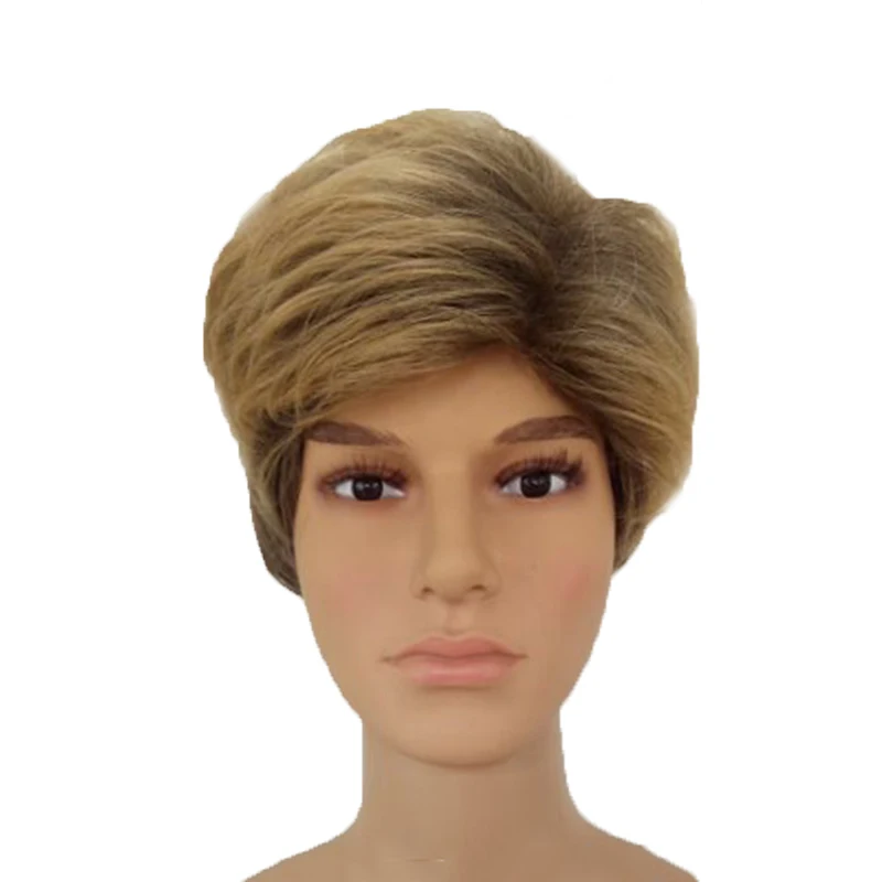 HAIRJOY Male Synthetic Ombre Hair Brown Mixed Short Straight Layered Natrural Wig Man High Temperature Fiber Wigs Free Shipping