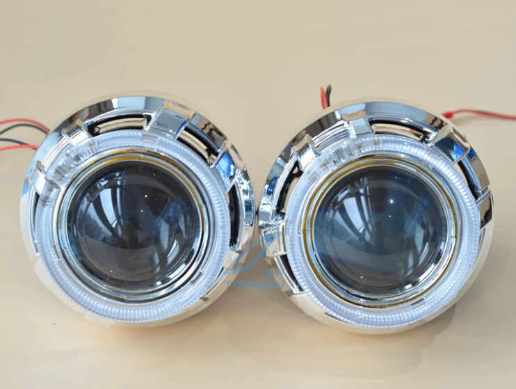 

GZTOPHID 3"inch bixenon projector koito Q5 Bifocal Projector Lens with Optic Light Guide Angel Eyes, Shroud and D2H Xenon Bulb