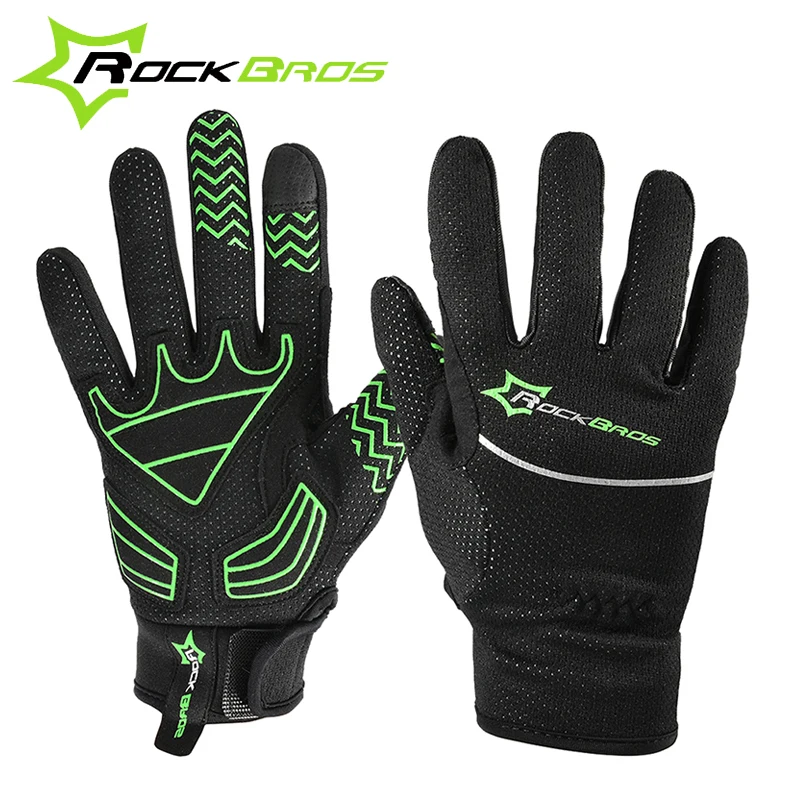 ROCKBROS MTB Cycling Full Finger Bike Bicycle font b Gloves b font Touch Screen Winter Warm