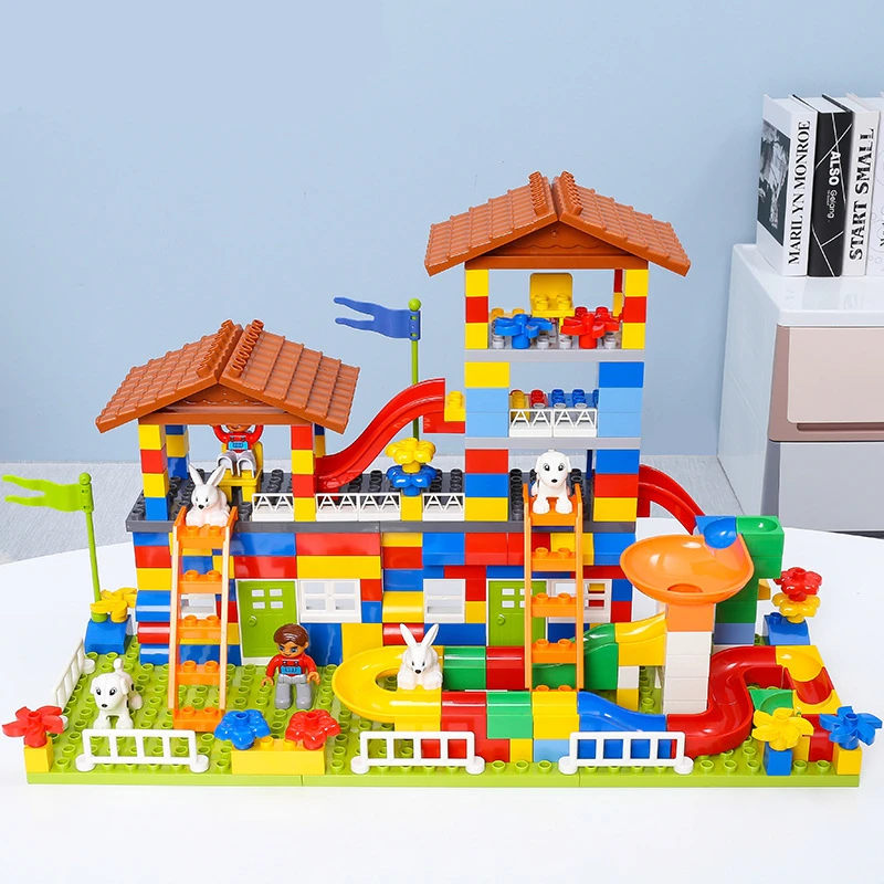 Diy City House Roof Big Size Building Block Castle Educational Toys For Children Compatible with Legoingly Duplo Brick Baby Gift