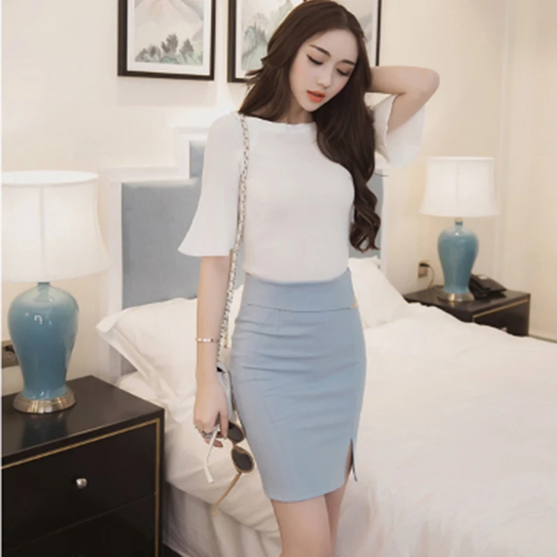 Женские юбки, одноцветная юбка-карандаш для женщин, весна-лето, высокая талия, облегающая, Ретро стиль, OL, Сплит, тянущиеся юбки