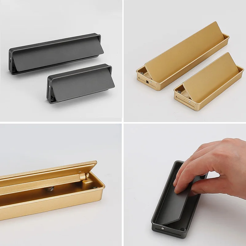 4 шт. современные дверные ручки и шлицевые для ящиков черные золотые кухонного