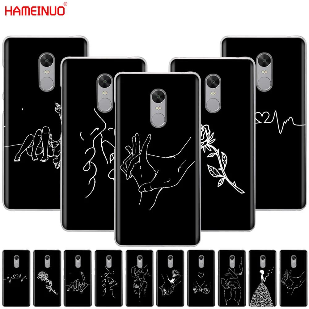 

Art White Line Kiss Love Heart Flower Rose Girl phone Case for Xiaomi redmi 5 4 1 1s 2 3 3s pro PLUS redmi note 4 4X 4A 5A