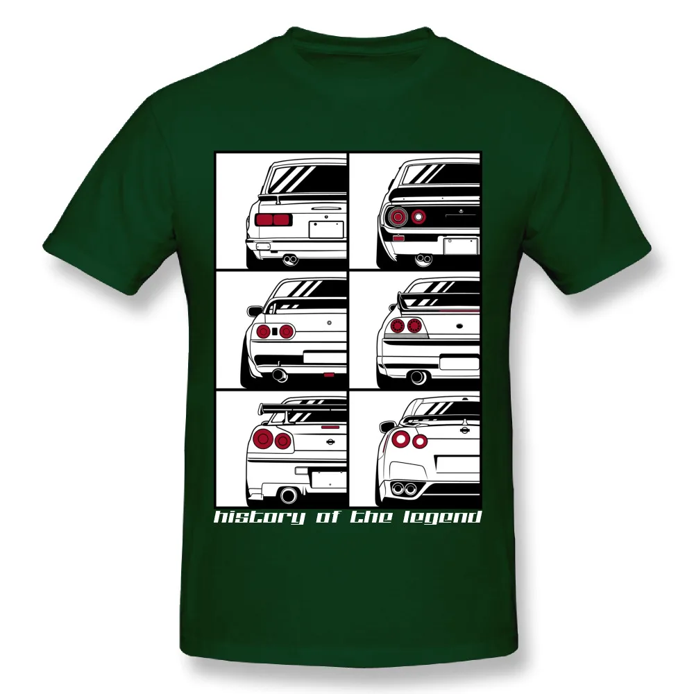Новинка, Мужская футболка с графическим принтом Skyline, хлопковые футболки с круглым вырезом для отдыха GTR Car - Цвет: Армейский зеленый