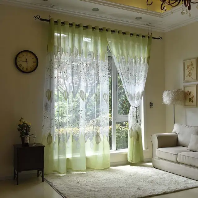 Us 4 48 39 Off Green Leaves Fabric Venetian Blinds Sheer Tulle Curtains For Living Room The Bedroom The Kitchen Modern Tulle Curtains Drapes In