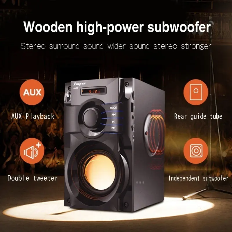 

Outdoor Bluetooth Speaker Bluetooth Speaker Wireless Bluetooth Speaker Subwoofer LCD Display Support TF Tablet