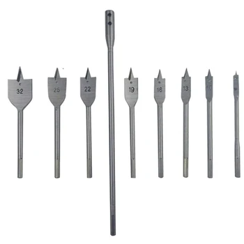 

10pc Flat Drill Three-point woodworking drill round handle Hexagonal handle woodworking puncher set Flat drill bit wood puncher