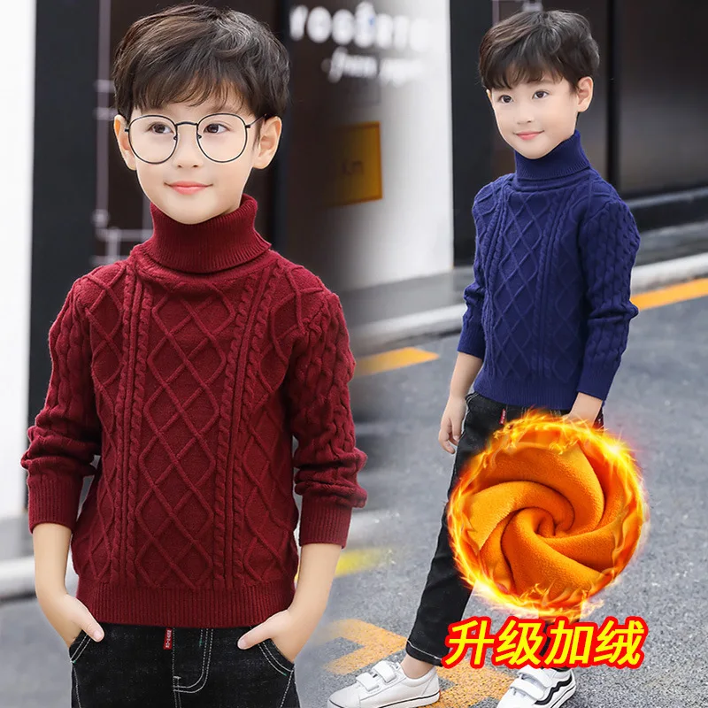 

Christmas Sweater Boy Turtleneck Clothes Sweater New Year's Clothing For Boy Cute Sweater For Kid Clothe Plus Velvet Thickening