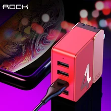 Rock 4 2 USB быстрое зарядное устройство Универсальная Быстрая зарядка дорожный Складной адаптер 5V2. 4A 5V4A EU US вилка для iPhone samsung Xiaomi huawei