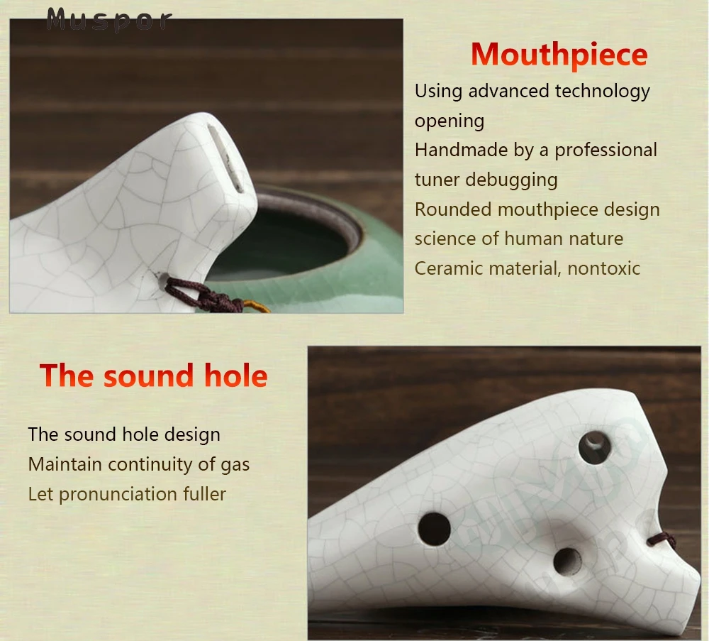 Высокое качество! Ocarina Flute 12 отверстий Alto C керамический инструмент белый лучший