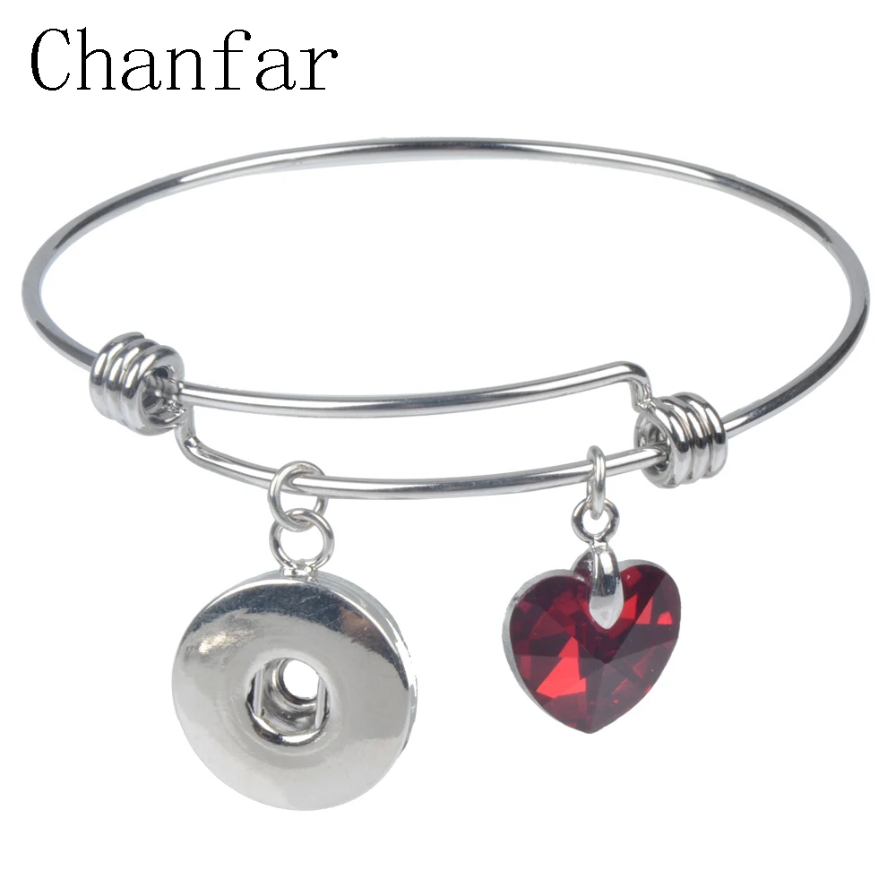 

ChanfarFashion Expandable Stainless Steel Wire Bangle Bracelet Snap Button Pendant Cuff Bangle For DIY 18MM Snap Button Jewelry