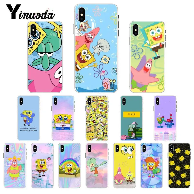 

Yinuoda SpongeBob SquarePants Sponge Bob Customer Phone Case for iPhone 6S 6plus 7 7plus 8 8Plus X Xs MAX 5 5S XR 10