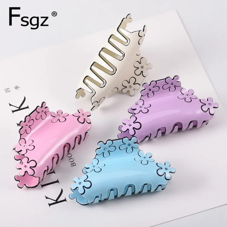 

Fashion Large Size Hair Claw Clips For Women Partysu Solid Flower Type Rhinestone Crab For Hair Wedding Hairpin Hair Accessories