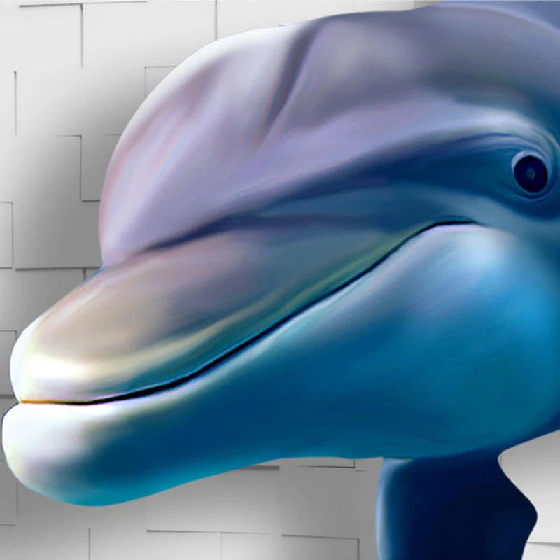 Пользовательский 3D мультфильм подводный мир Дельфин сломанная Стена Фото Фреска