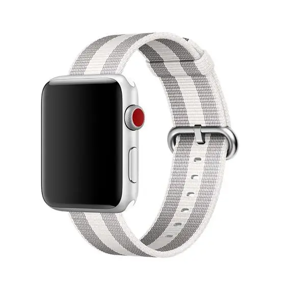 Новое поступление нейлоновый ремешок для apple watch, ремешок 42 мм, 38 мм, 40 мм 44 спортивный браслет и ткани, нейлоновый ремешок для наручных часов iwatch, версия 1/2/3/4 - Цвет ремешка: stripe white