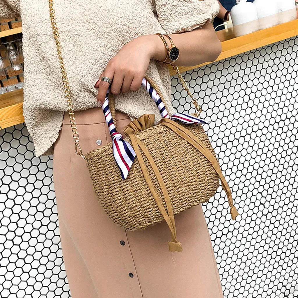 

Woven Rattan Bag Straw Shoulder Bags Wild Messenger Bag Fashion One-Shoulder Small Square Handmade Messenger Crossbody Bags