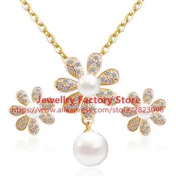 

200sets/lot fashion gold flower luxury wedding necklace earrings set fashion bride jewelry wholesale necklace earrings set