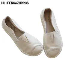 HUIFENGAZURRCS/прошитая вручную обувь на плоской подошве из натуральной кожи в стиле ретро; mori; повседневная обувь на плоской подошве