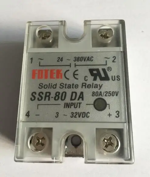 

24-380VAC to 3-32VDC 80A/250V SSR-80DA Solid State Relay Module with Plastic Cover