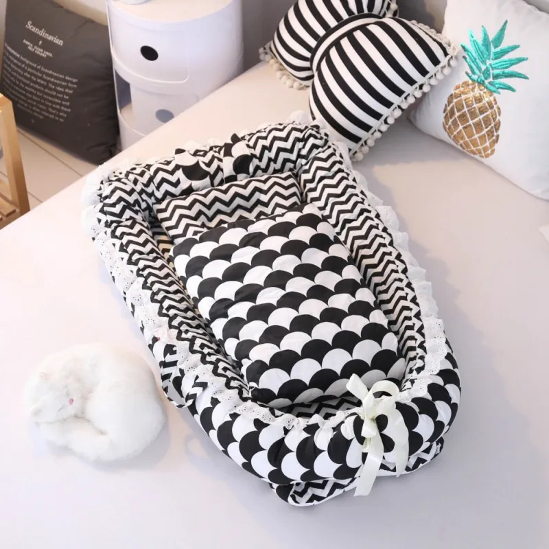 Портативный детский матрас для новорожденных кроватки дышащее и спящее гнездо с подушкой детское постельное белье мода