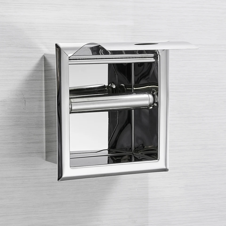 Stainless Steel304 Toilet Paper Holder Chrome Wall Mounted Concealed  Bathroom Roll Tissue Box Porta Papel Higienico WF-18030 - AliExpress, image size:960x960