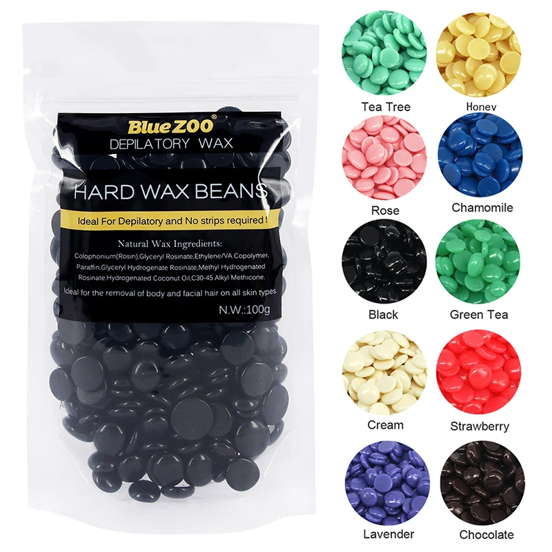 1 Bag 100g Hot Film Hard Wax Pellet Waxing Hair Removal Bean No Strip