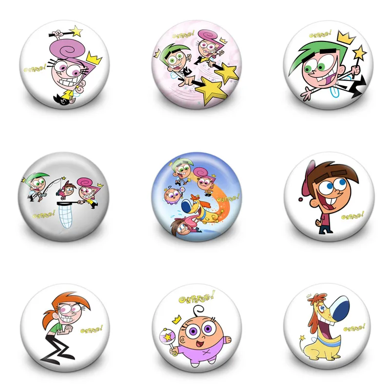 

9Pcs/Set Fairly Oddparents Round Badges Souvenir Icon Buttons Pins Badges Clothes Bag Accessories Gifts for Kid 3.0CM Diameter