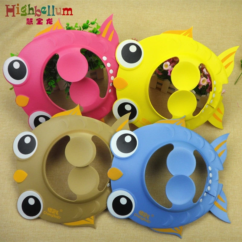 

Shampoo Cap 2017 New Baby Bath Adjustable Shower Hat Goldfish Ear Protection Children Shower Cap Bath & Shower Product Baby Hat