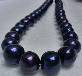 

12-13 MM TAHITIAN NATURAL SOUTH SEA BLACK PEARL NECKLACE Gold Clasp>Wholesale Lovely Women's Wedding Jewelry Fine Factory direct