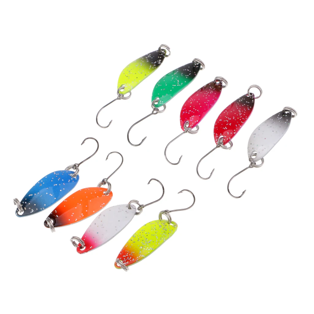 9Pcs Trout Spoon Lure Metal Baits Jigging Single Hook Fishing Spoon Lure Kit Fishing Accessories