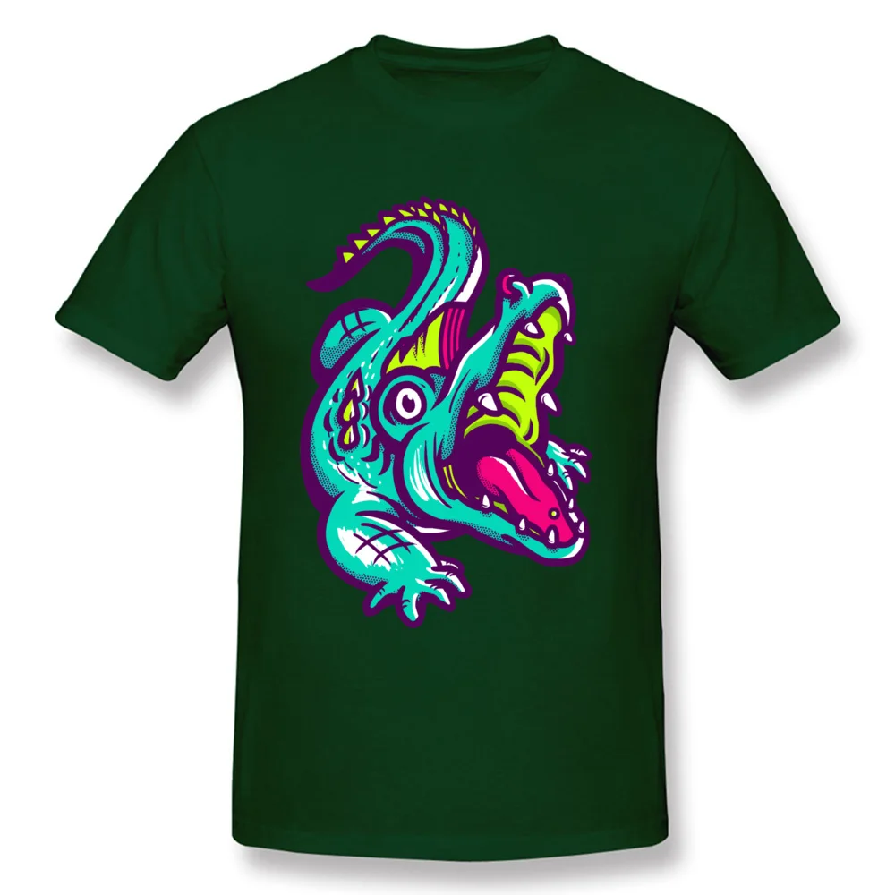 Neon Croc 100% Cotton Man Short Sleeve Tops Shirt Europe Father Day T-Shirt Fashionable Tees Discount Crewneck Neon Croc dark