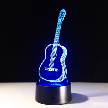 

Guitar Led 3d Night Light Seven Color Touch Visual Creative Gift Atmosphere Desk Lamp Novelty Luminaria Table Lamps