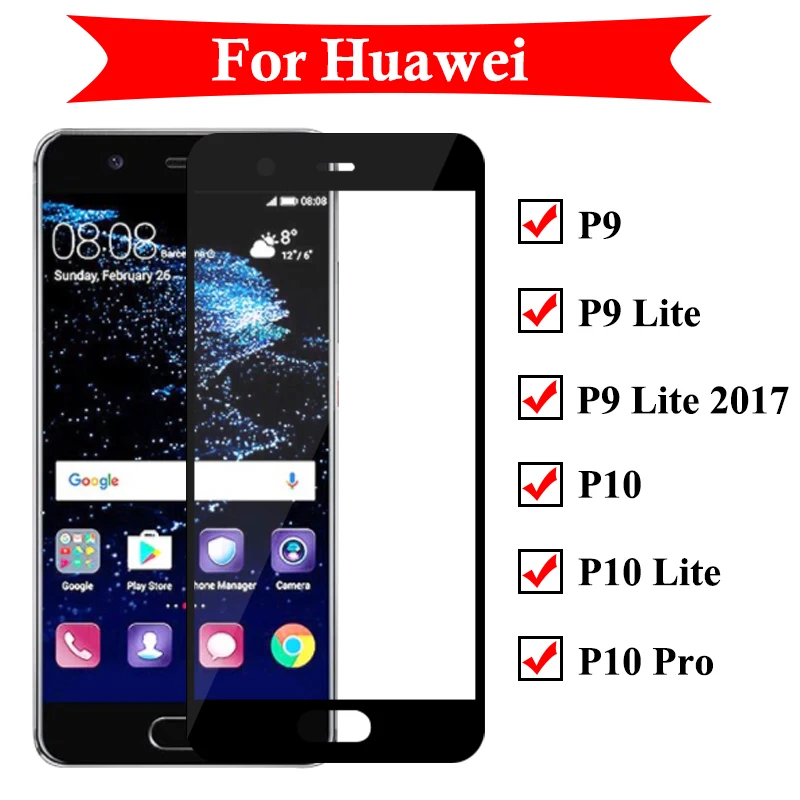 Защитный Стекло на для Huawei P9 Lite 2017 Экран протектор Huavei P10 свет Pro закалённое