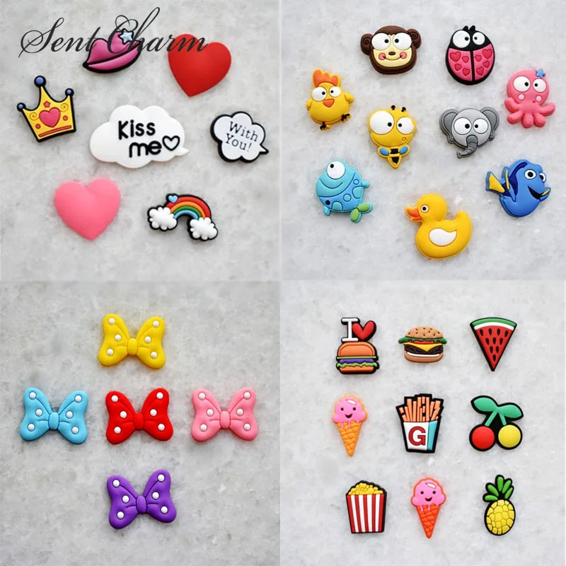 

Free Shipping 1000pcs/pack Novelty Bowknot Food Shoes Decoration Fir For Garden Shoes Ice Cream Shoes Buckle Kids Gifts Girls
