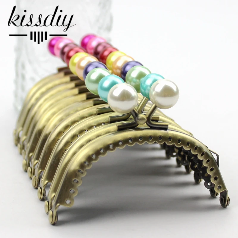 

KISSDIY 20 pcs wholesale 8.5cm Metal purse frame Antique Bronze Candy pearl Kiss Clasp Hardware Coin Pattern DIY Bag Accessorie