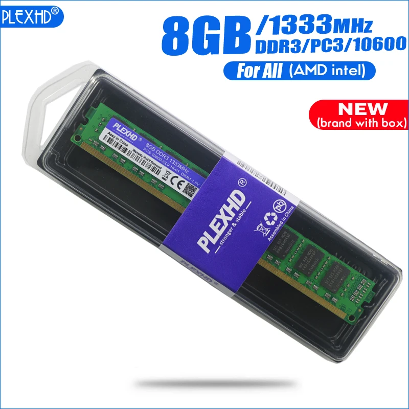 PLEXHD 8 ГБ DDR3 PC3-10600 8G PC3 10600 1333 МГц для настольных ПК оперативная Память DIMM(для intel amd) полностью Совместимая система