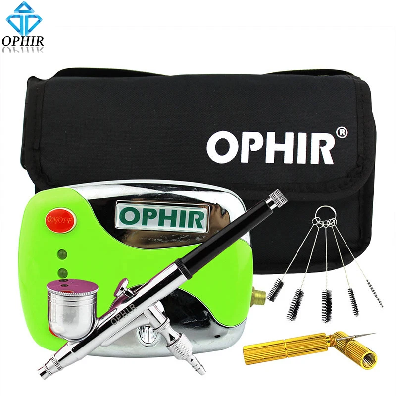 

OPHIR 0.3mm Dual Action Airbrush Kit with Air Compressor & Cleaning KIt & Bag for Cake Decorating Nail Art Air-brush_AC002+004A