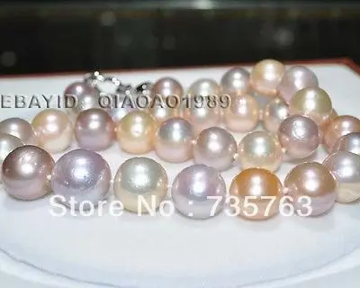 

xiuli 00164 18" Big 12-15mm round Natural Multicolor Pearl Necklace
