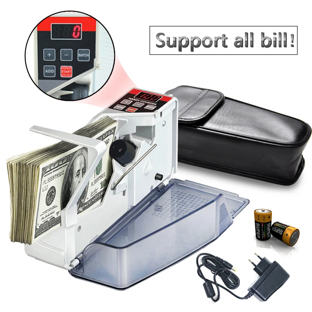 

Hot Mini Portable All Bill Count Handy Cash Currency Counter Money Counting Machine EU V40 Financial Accurate counting