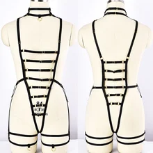 Для женщин модные черные шеи тело использовать пояс гот сексуальное женское белье-бандаж жгут Комплект регулировки Фетиш Pole Dance Rave одежда клетки тела