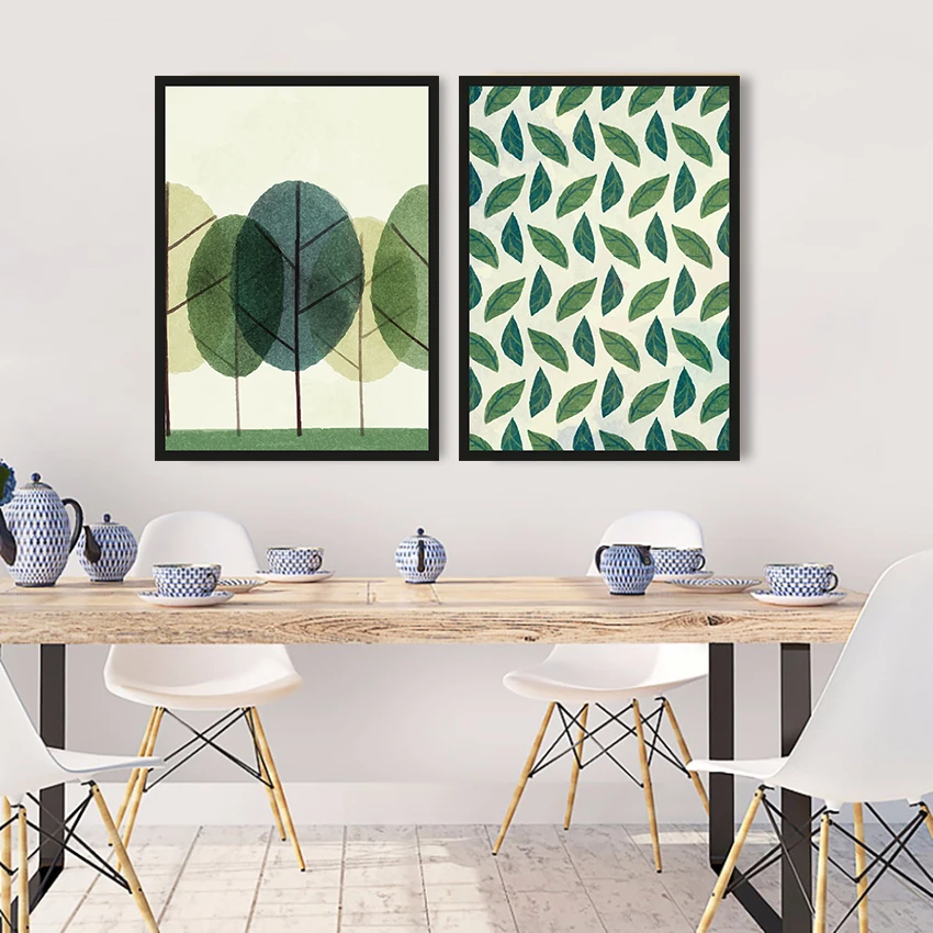 

TEMPEST Nordic Minimalism Canvas Painting Tree Art Living Room Wall Pictures Green Leaf Prints and Posters Home Decoration