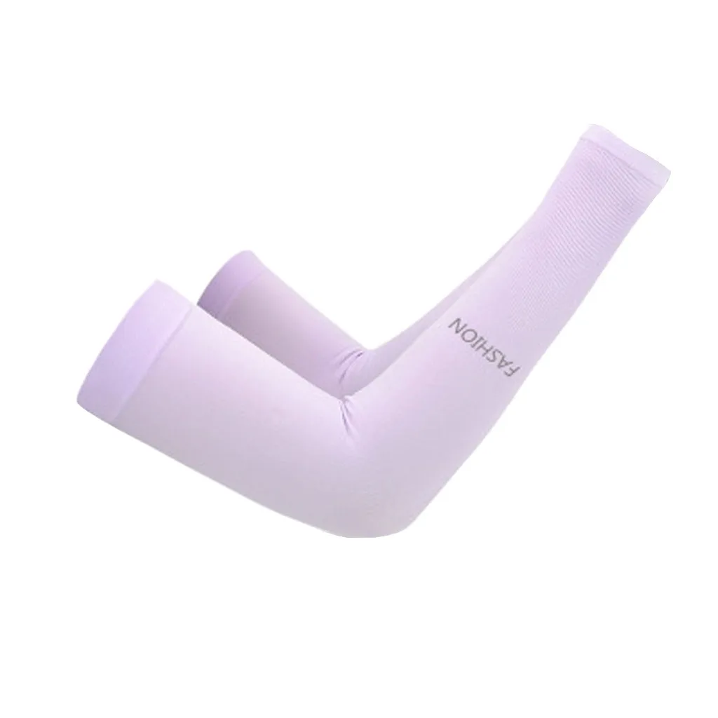 Purple 1 пара высокоэластичная Спортивная ручная МАНЖЕТА УФ Защита от солнца крючок под большой палец сминание сопротивление половина напальчники для велоспорта Баскетбол - Цвет: Purple