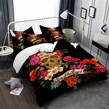 Sugar Skull Bedding Set Colorful Flowers Print Duvet Cover Set Day of the Dead Bed Cover Pillowcase Home Decor ropa de cama D30