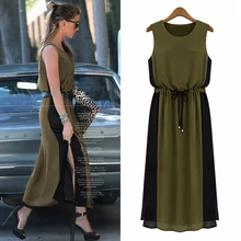 Top Fashion beautiful summer sleeveless loose plus size chiffon one-piece dress bohemia full also for Maternity clothing