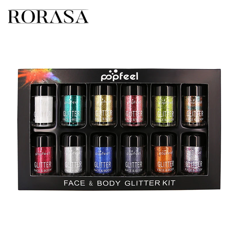 12pcs/set Glitter Eyeshadow Gel Shimmer Diamond Metallic Power 3D Eyes Makeup Cosmetic Pigment Kit Smoky Eye Shadow Make up Tool
