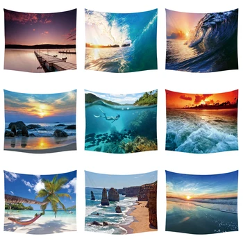 

Ocean Tapestry Wall Scenic Nature 130*150Cm Scandinavian Style Beach Tapestry Turtle Print Bohemian Home Decor Wall Tapestry
