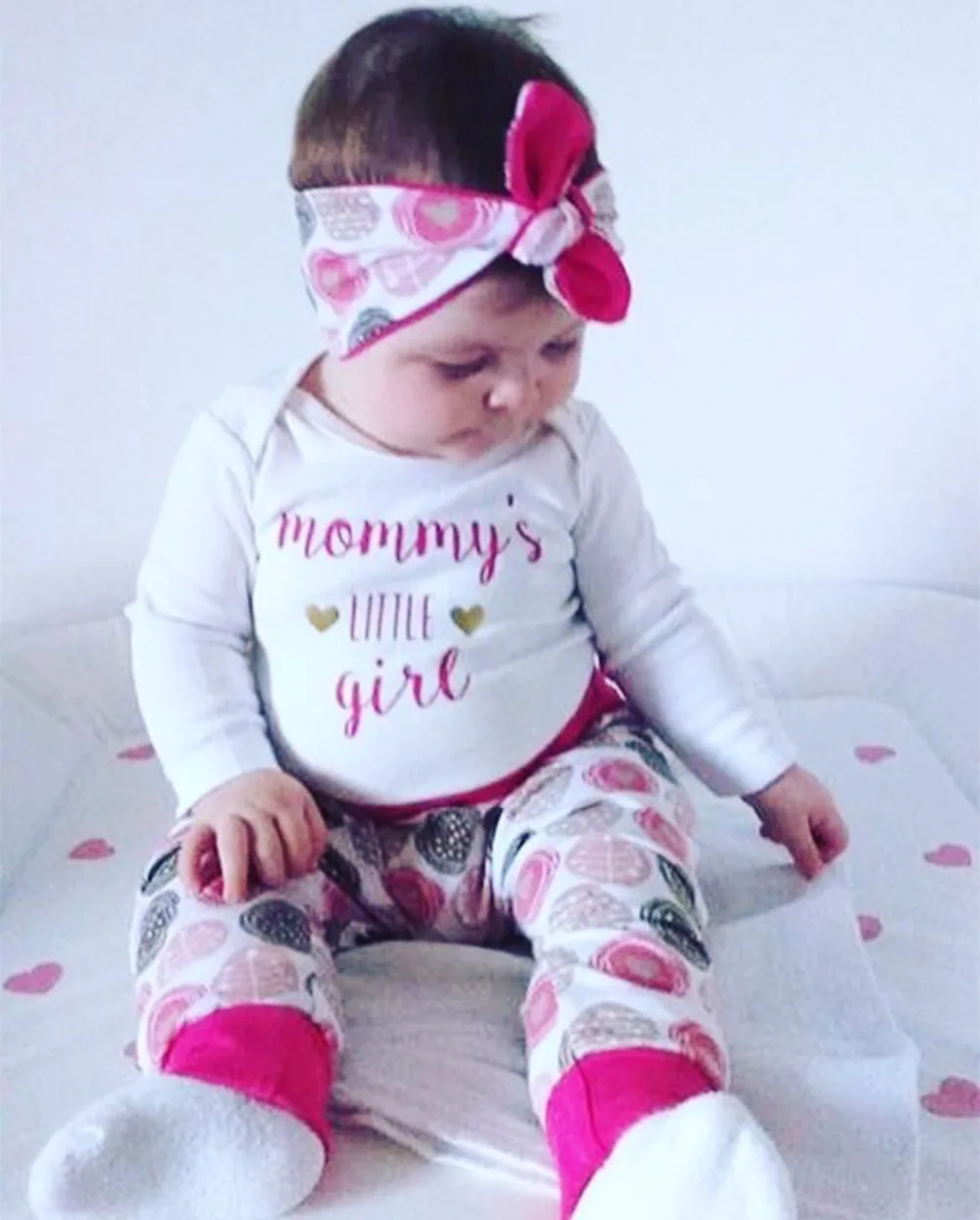 

3PCS Set Cute Baby Girl Clothes 2019 Autumn Toddler Tops+ Pants Leggings Headband Newborn Infant baby Girls Clothing Set